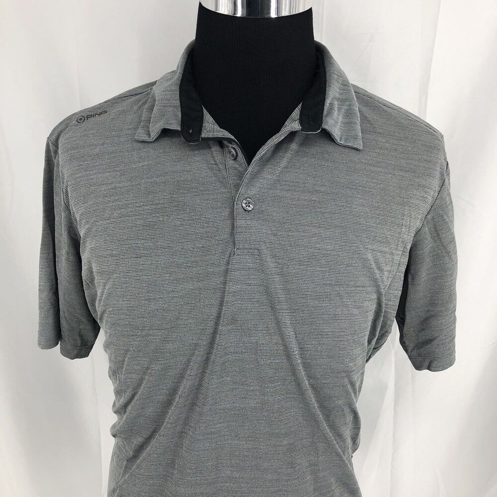 Ping Sensor Cool Gray Micro Check Short Sleeve Golf Polo Shirt Large